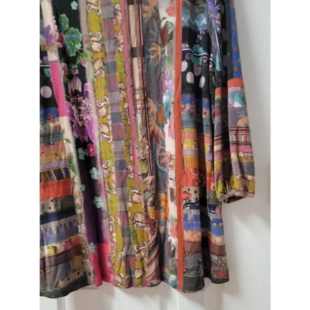 Johnny Was Patchwork Puff-Sleeve Top 1X